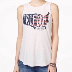 LUCKY BRAND ivory Freedom high low hem tank top Size L